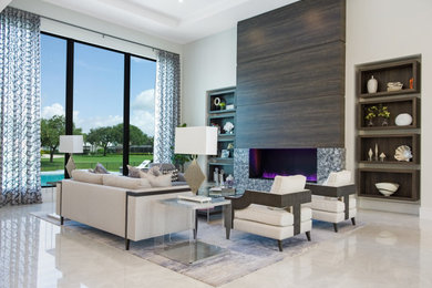 Inspiration for a huge transitional living room remodel in Miami
