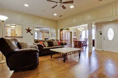 Example of a mid-sized classic formal and open concept living room design in Dallas
