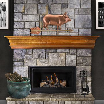 Country Pig Pure Copper Weathervane Sculpture on Mantel Stand: Home Décor by Goo