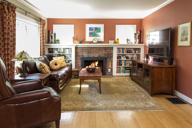Living room - small craftsman living room idea in Portland