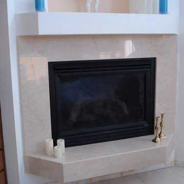 Crema Marfil Marble Fireplace