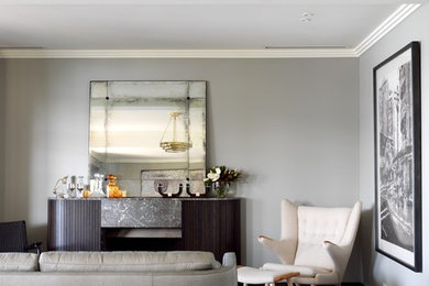 Trendy living room photo in Sydney with gray walls