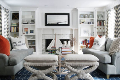 Inspiration for a transitional living room remodel in Boston