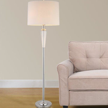 Crystal 60" Modern Chrome 2-Light LED Floor Lamp With Dimmer