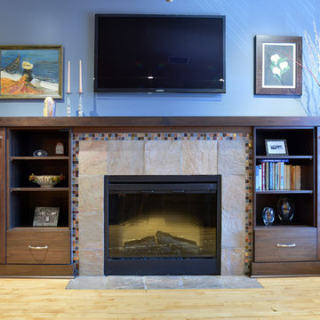 Crystal Cabinets- Contemporary Fireplace Built In