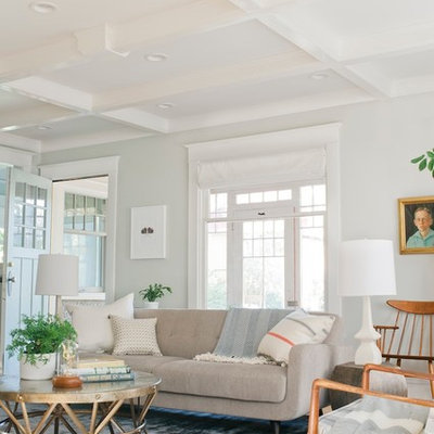 Transitional living room photo in Minneapolis with white walls