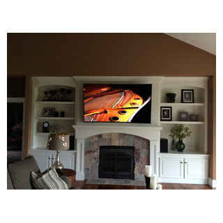Curved Television Mount Above Fireplace - Transitional - Living Room -  Other - by Suess Electronics | Houzz
