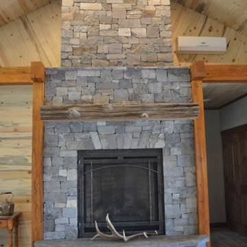 Custom Ashlar Real Thin Stone Veneer Rustic Fireplace