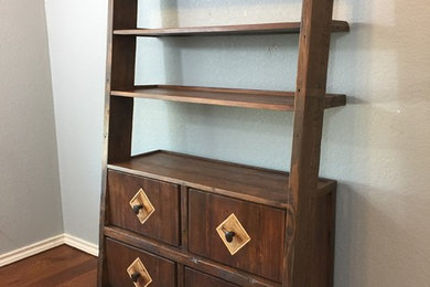 Custom Built Ladder shelving unit with inlay in 4 drawers