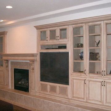 Custom entertainment area and fireplace mantle area