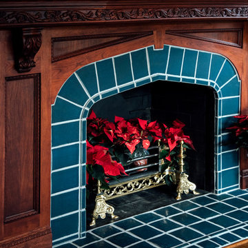 Custom Fireplace Surround & Hearth with Wood Mantle