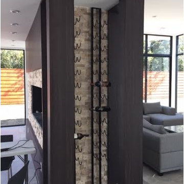 Custom fireplace with laminated panels