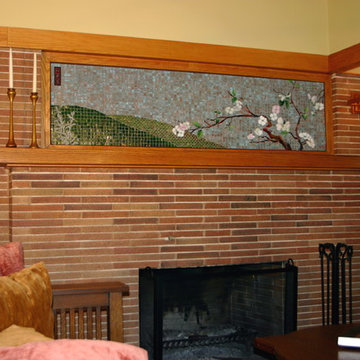 Custom Glass Mosaic over fireplace