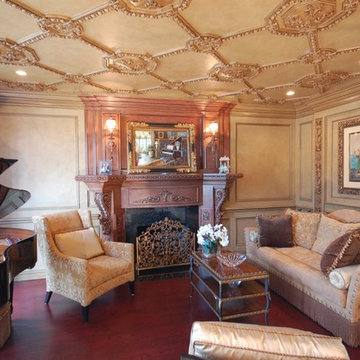Custom Glazed and Stained Ceiling, Walls, Fireplace