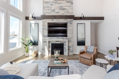 Inspiration for a transitional living room remodel in Omaha