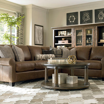Custom Leather Ellery Sectional Living Room by Bassett Furniture