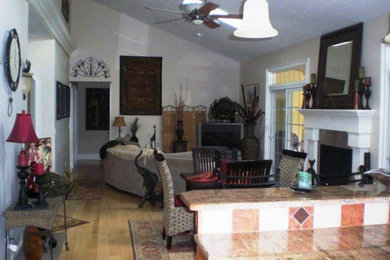Example of a tuscan living room design in Boston