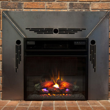 Custom made steel fireplace surround