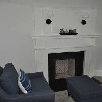 Custom mantle on curved wall