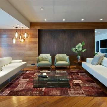 Custom Pendant Grouping of Niche Modern Pendants in a Rajiv Saini Interior
