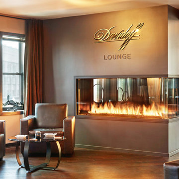 Custom Peninsula Fireplace - Davidoff Cigar Lounge