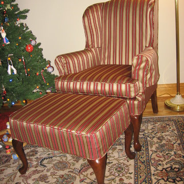 Custom Slipcovers on Chair & Ottoman