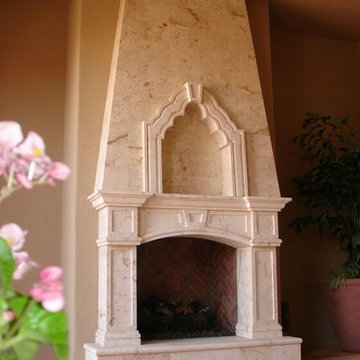 Custom Stonework - Limestone Fireplace