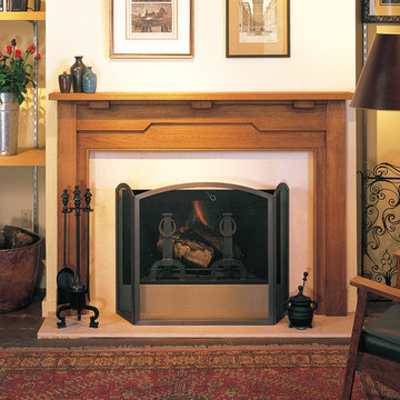 Custom wood fireplace mantel