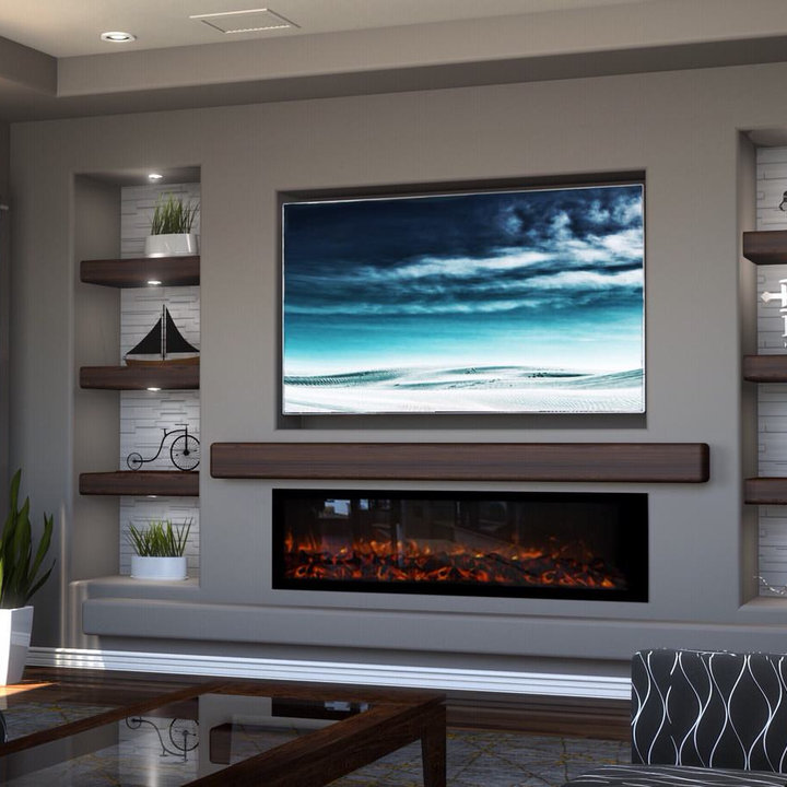 Linear Fireplace With Tv Above Photos & Ideas Houzz