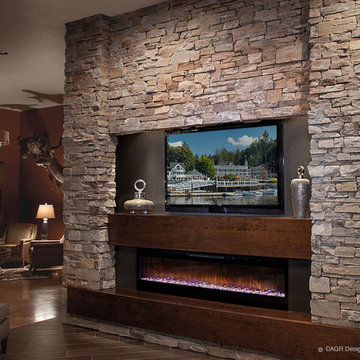 DAGR Design Media Wall -TV Above Horizontal Fireplace