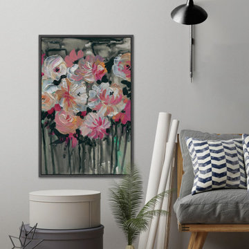 "Dancing Flowers" Floater Framed Painting Print on Canvas