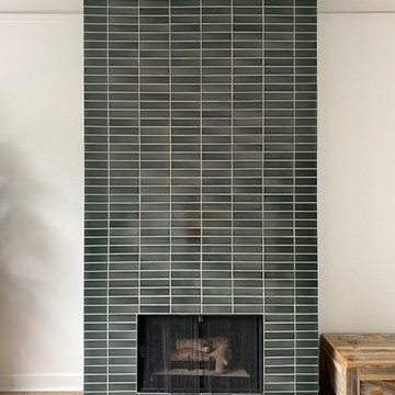 Dark Green Handmade Fireplace Tiles