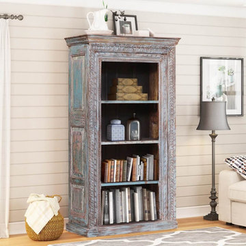 Daviston Reclaimed Wood Furniture 4 Open Shelf Standard Bookcase