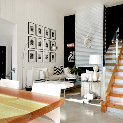 Inspiration for a contemporary living room remodel in Vancouver with black walls