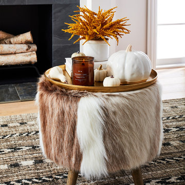 Decorative Faux Fur Ottoman with Fall Decor Collection - Threshold™