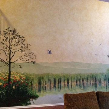 Decorative Finish and Mural on Two-Story Wall
