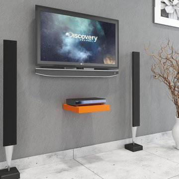 DecorNation Ares Set Top Box TV/DVD Player Shelf (10IN) - Orange