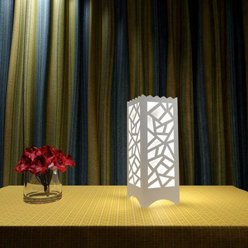 DecorNation Glowing Multi-Polygon Shape Bedside Lamp - White