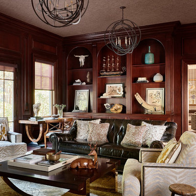 Living room - transitional formal living room idea in Other with brown walls