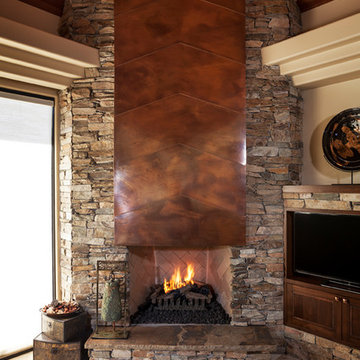 Desert Mountain Contemporary - Guest House Fireplace