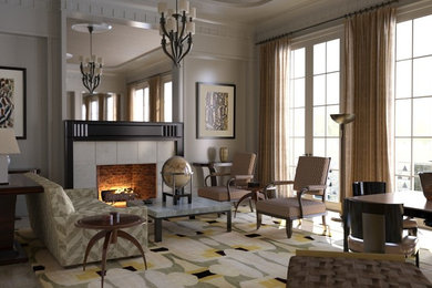 Свежая идея для дизайна: гостиная комната:: освещение в викторианском стиле - отличное фото интерьера