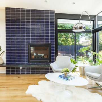 Destination Eichler Glazed Thin Brick Fireplace