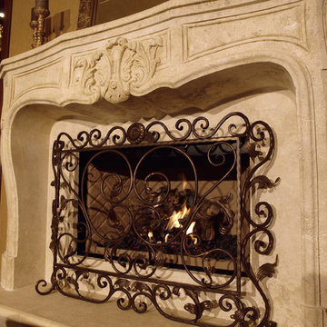 Detail of Limestone Fireplace