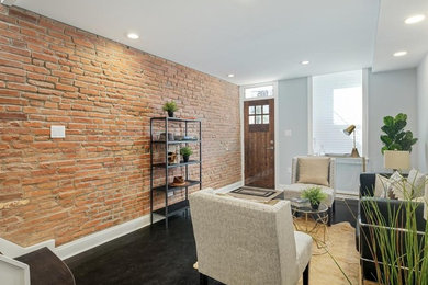 Small minimalist living room photo in Philadelphia