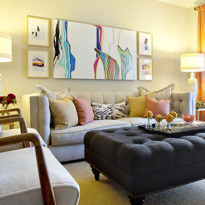 Example of a trendy living room design in Orange County with beige walls