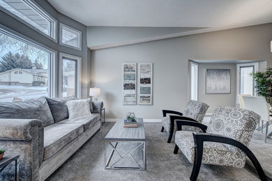Transitional living room photo in Calgary