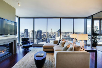 Trendy living room photo in Seattle