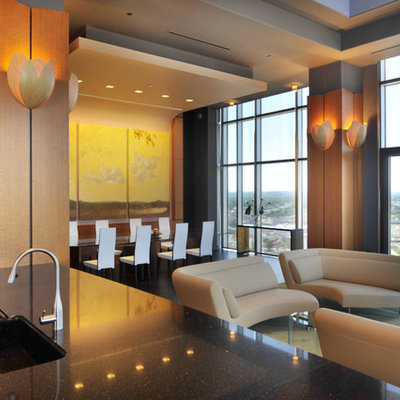 Trendy open concept living room photo in Nashville