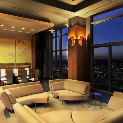 Example of a trendy open concept living room design in Nashville
