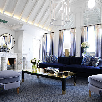 Drapery Panels - Modern Blue Living Room